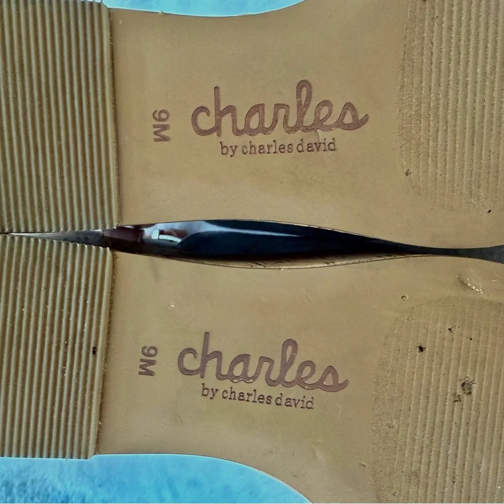 Charles Charles David Faux Gray Suede Cork Wedge Sandal Slingback Size 9